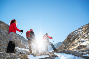 Mountaineers walking in the mountains