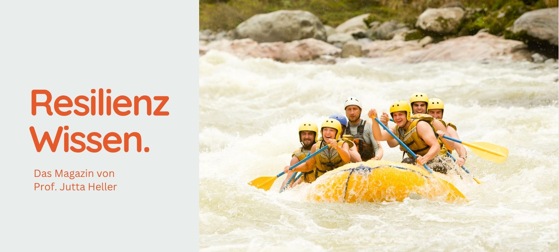 definition-team-resilienz Team-Resilienz in der Praxis: Eine Gruppe meistert gemeinsam im Rafting-Boot turbulente Stromschnellen.