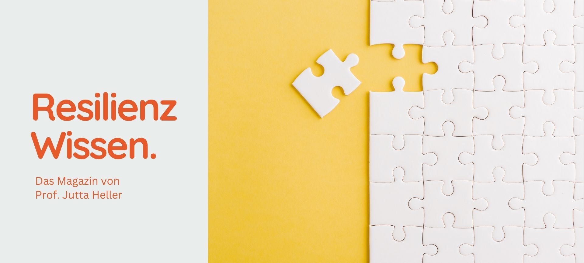 Weißes Puzzle auf gelbem Hintergrund mit einer passenden Lücke als Symbol für ein stimmiges Ganzes und ein starkes Kohärenzgefühl.