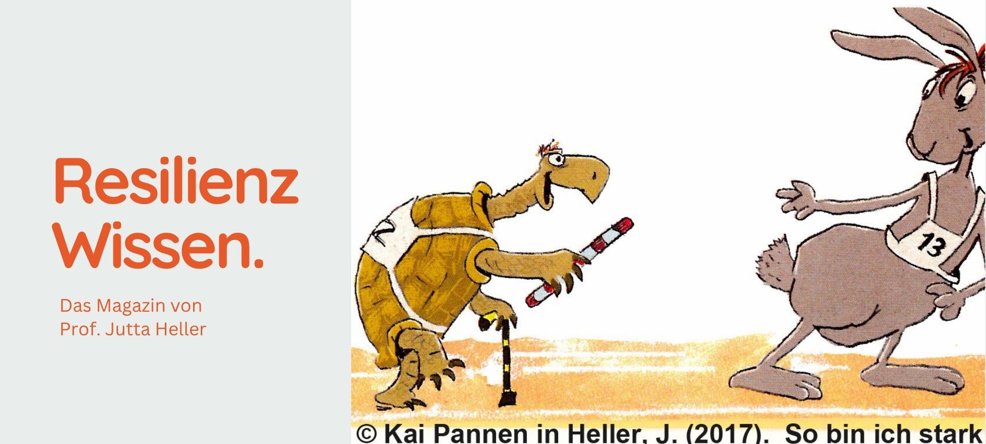 Das eigene Lebenstempo finden: Illustration von Schildkröte und Hase beim Staffellauf für individuelle Geschwindigkeit und innere Balance.