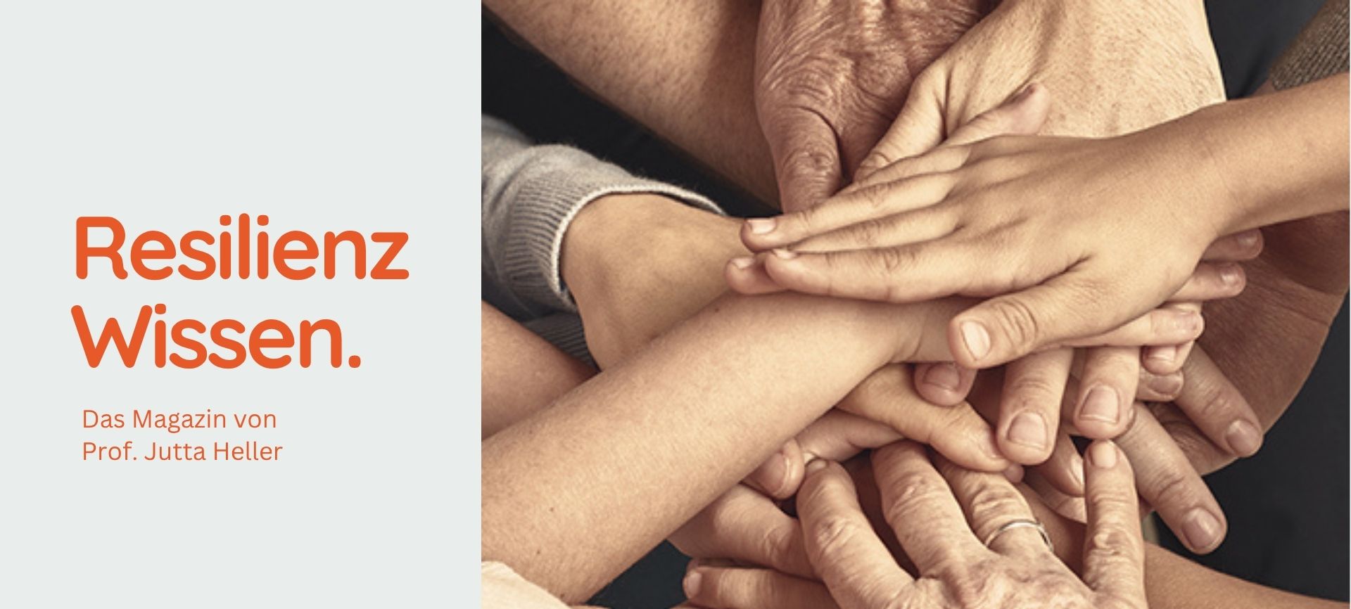 Hände verschiedener Generationen schließen sich in der Mitte zusammen für Orientierung, Zusammenhalt und feste Werte im Team.