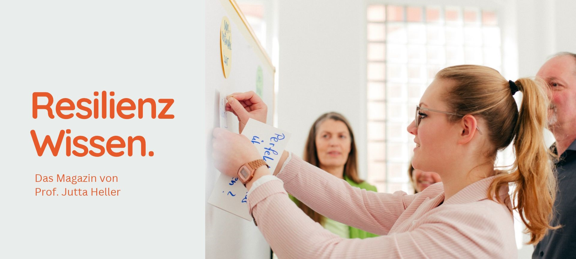 Effektive Resilienztrainings für Unternehmen: Prof. Dr. TrainingsteilnehmerInnen von Jutta Heller an Pinnwänden